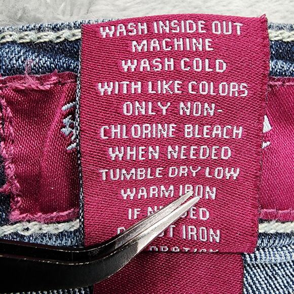 NEW D'mode Jeans Womens 11 Juniors Blue Mid Rise Straight Leg Flap Pockets Bling - Picture 10 of 16